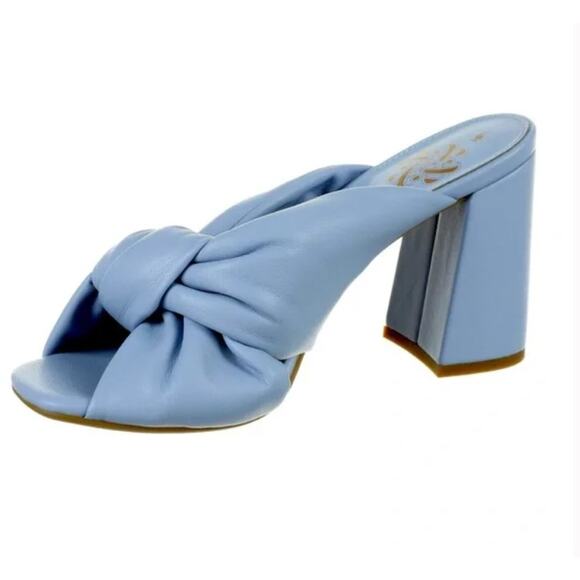 Sam and Libby blue leather bow ties sandals heels sz 7 - Picture 4 of 6